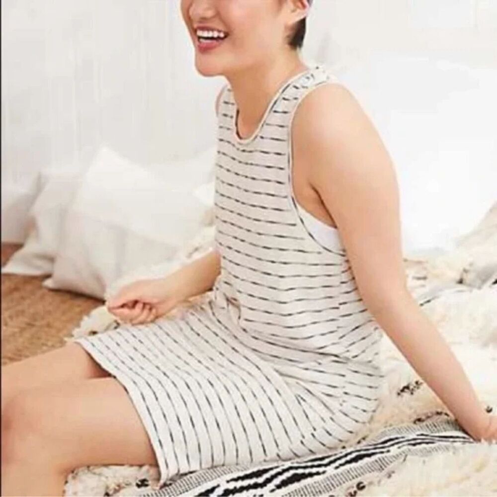Aerie Boho Coastal Nautical Minimalist Cotton Striped Knit Tank Dress XS